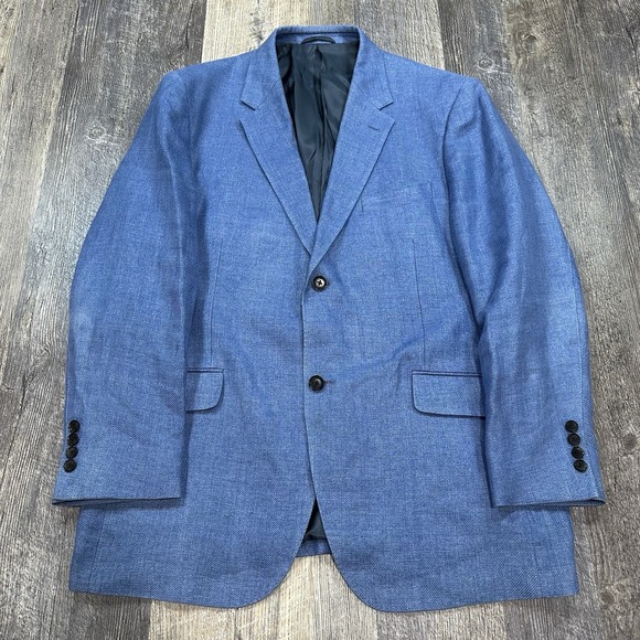 Rodd and Gunn Original Fit Sport Coat Mens L Two-Button Casual Jacket Blue Linen - Picture 1 of 16